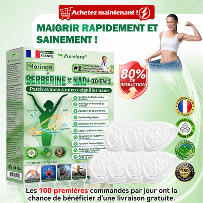 【🇫🇷Recommandation du médecin👩‍⚕️】Purelora® Moringa · Berbérine × NAD+ 10-en-1 Patch Nano-Aiguilles Avancé 🇫🇷 | 𝘽𝙖𝙠𝙚𝙙 𝙗𝙮 𝙨𝙘𝙞𝙚𝙣𝙘𝙚 | Formule 10-en-1 | Résultats en 7 jours ⏳