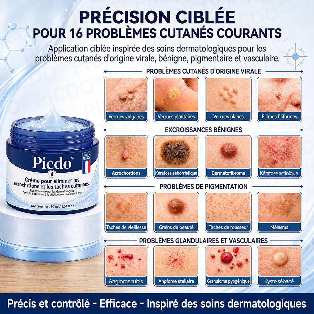 Picdo® Crème Correctrice Acrochordons & Taches — Action visible en 7 jours🌿