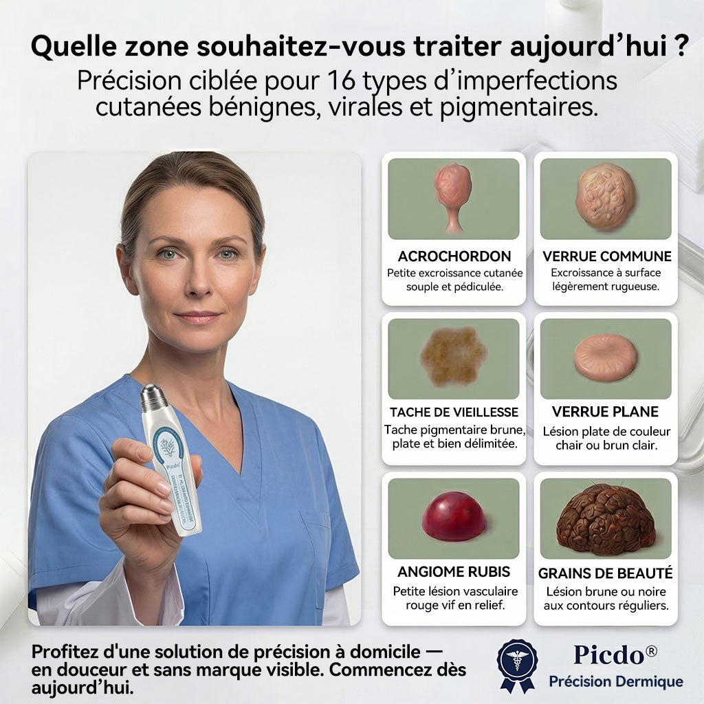 Boutique officielle de la marque |🩹𝐏i𝐜𝐝o® 7 Jours Effaceur de taches et d’excroissances cutanées(Zéro douleur, zéro cicatrice – Roller)👍