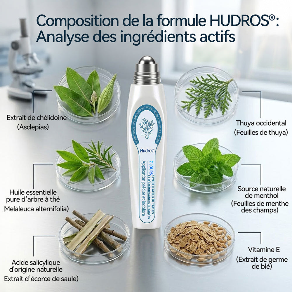 Boutique officielle de la marque🔥 | Hudros® 7 Jours Effaceur de taches et d’excroissances cutanées (Zéro douleur, zéro cicatrice – Roller)