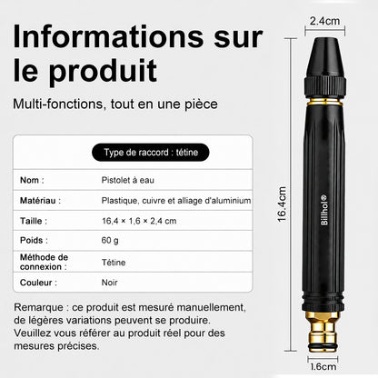 🏆 Billhol® Pistolet de lavage haute pression pour la maison, indispensable pour arroser les plantes et les légumes, ainsi que pour laver la voiture 👍💦