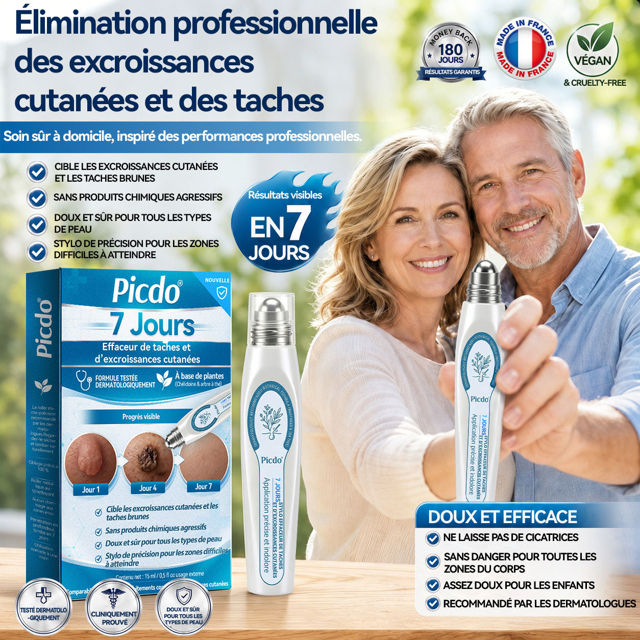 Boutique officielle de la marque |🩹𝐏i𝐜𝐝o® 7 Jours Effaceur de taches et d’excroissances cutanées(Zéro douleur, zéro cicatrice – Roller)👍