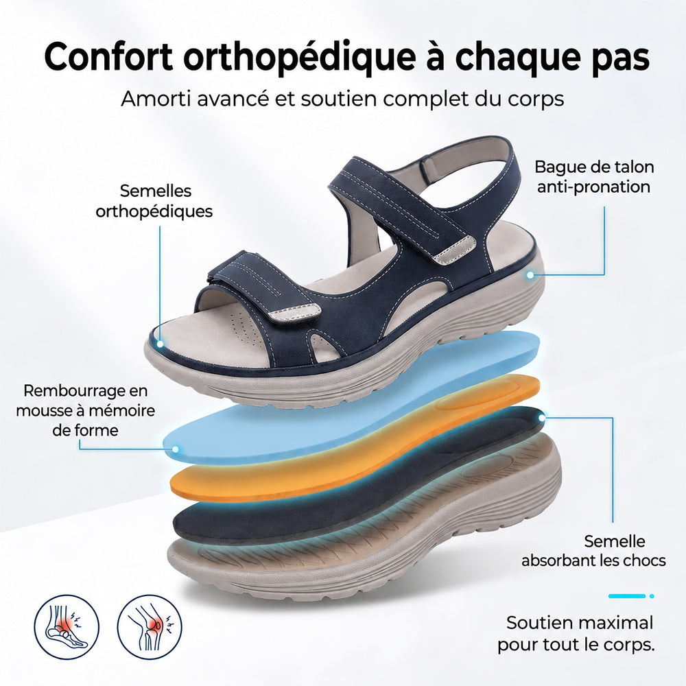 🔥 DERNIER JOUR : -80 % — 👑 Sandales orthopédiques confort pour femmes avec soutien de la voûte plantaire réglable