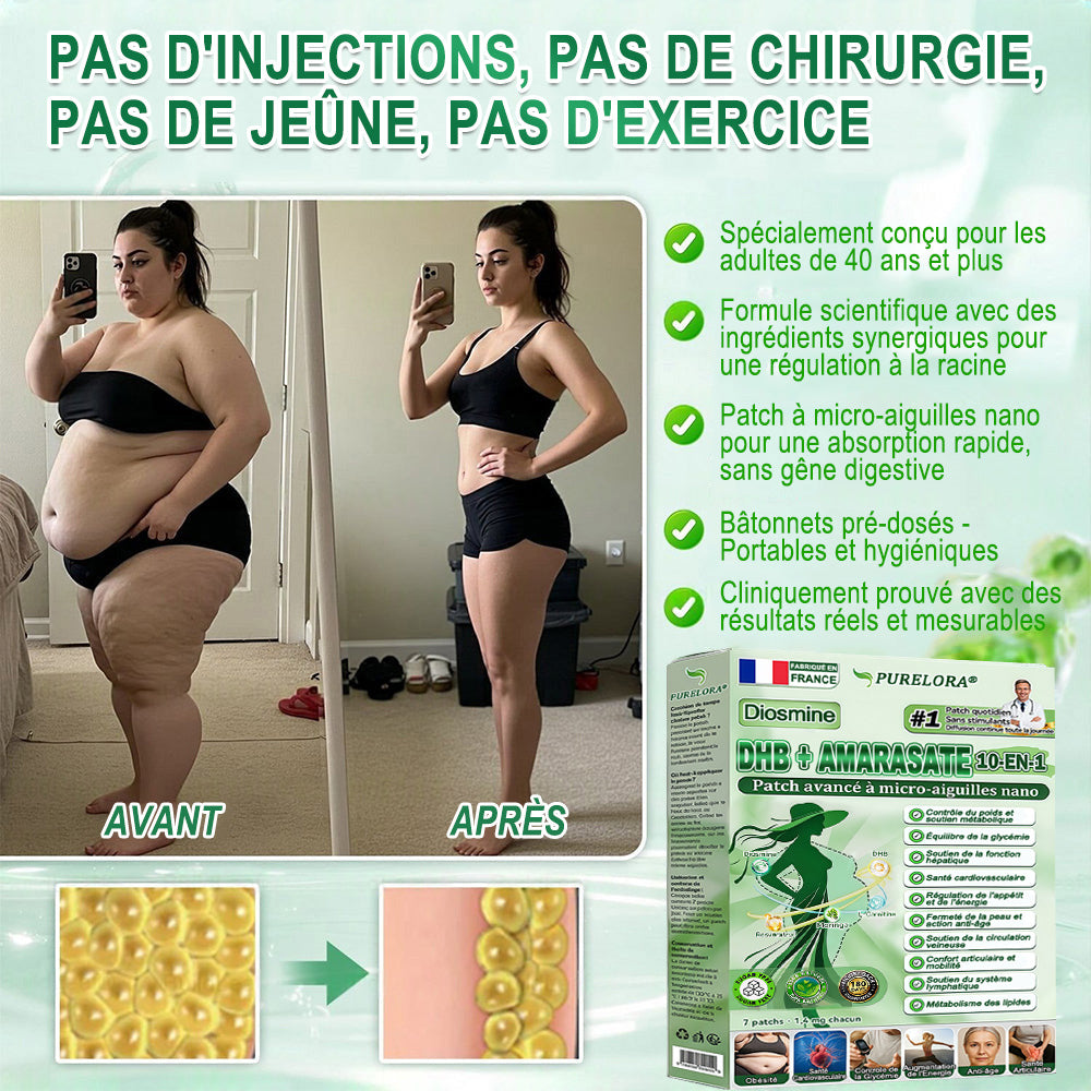 ⚡𝐏𝐮𝐫𝐞𝐥𝐨𝐫𝐚® 𝐌𝐞𝐭𝐚𝐛𝐨𝐥𝐢𝐜 𝐌𝐚𝐭𝐫𝐢𝐱 – 𝐏𝐚𝐭𝐜𝐡 𝐍𝐚𝐧𝐨 à 𝐌𝐢𝐜𝐫𝐨𝐧𝐞𝐞𝐝𝐥𝐞𝐬 𝟏𝟎-𝐞𝐧-𝟏 𝐃𝐇𝐁 + 𝐀𝐦𝐚𝐫𝐚𝐬𝐚𝐭𝐞