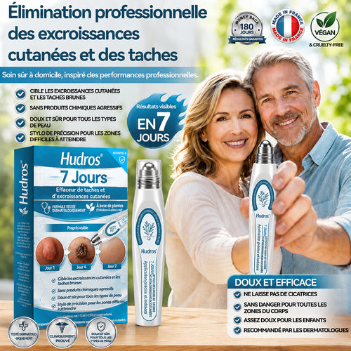 Boutique officielle de la marque🔥 | Hudros® 7 Jours Effaceur de taches et d’excroissances cutanées (Zéro douleur, zéro cicatrice – Roller)