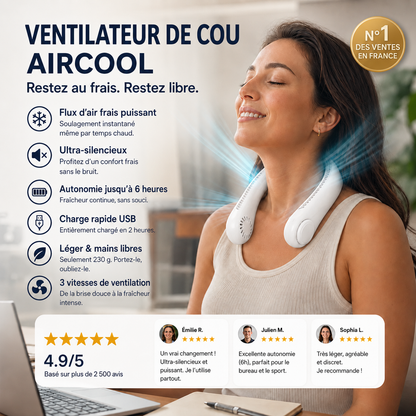 🇫🇷Dernier jour – 80 % de réduction 🔥 🍃 Ventilateur de cou portable sans pales – Refroidissement silencieux à 360° pour l’été, les voyages et les activités en plein air