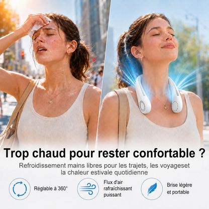 🇫🇷Dernier jour – 80 % de réduction 🔥 🍃 Ventilateur de cou portable sans pales – Refroidissement silencieux à 360° pour l’été, les voyages et les activités en plein air