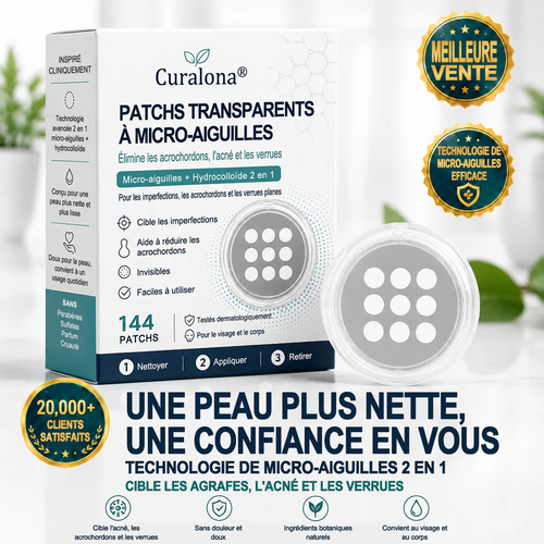 Curalona® Patch 2-en-1 à Micro-aiguilles & Hydrocolloïde 🍀 | Aide à éliminer les grains de beauté en relief, l’acné, les verrues planes et les acrochordons | Patchs invisibles pour le visage et le corps